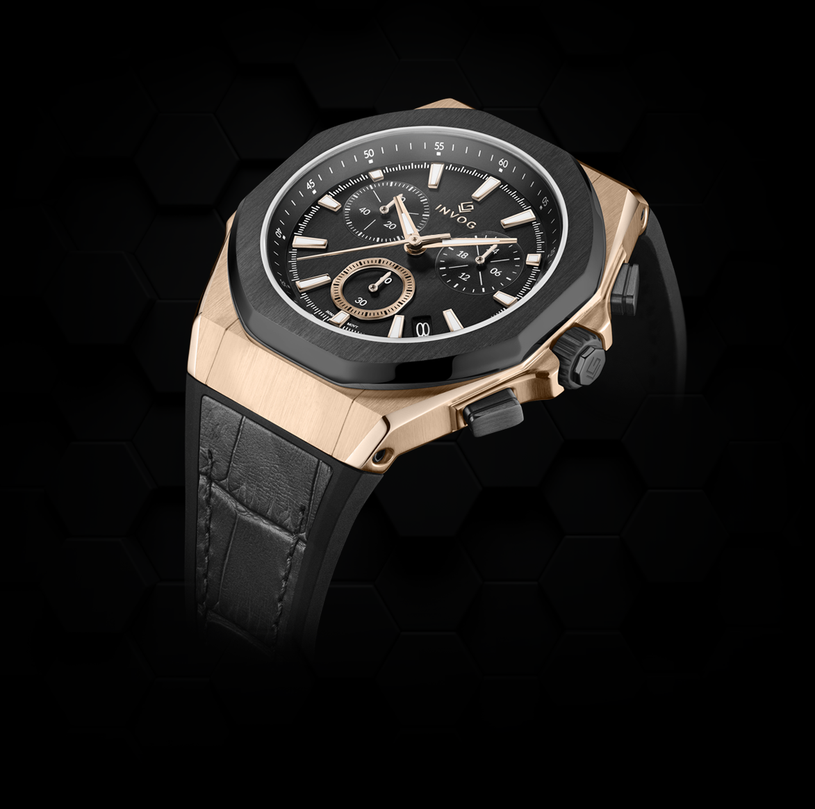 Two-Tone rose gold & black