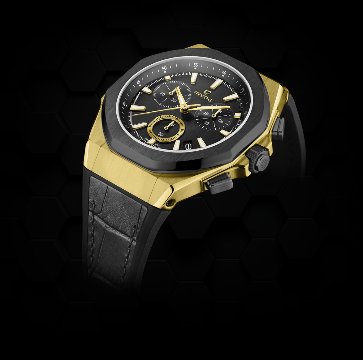 Two-Tone yellow gold & black.